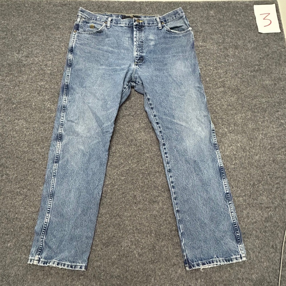 Wrangler Jeans Mens Size 38x32 Blue George Strait Collection Straight Leg Denim